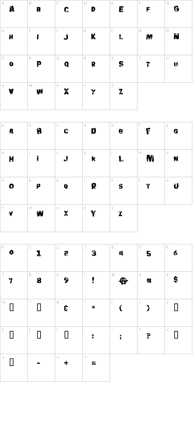 Big Bloke BB character map