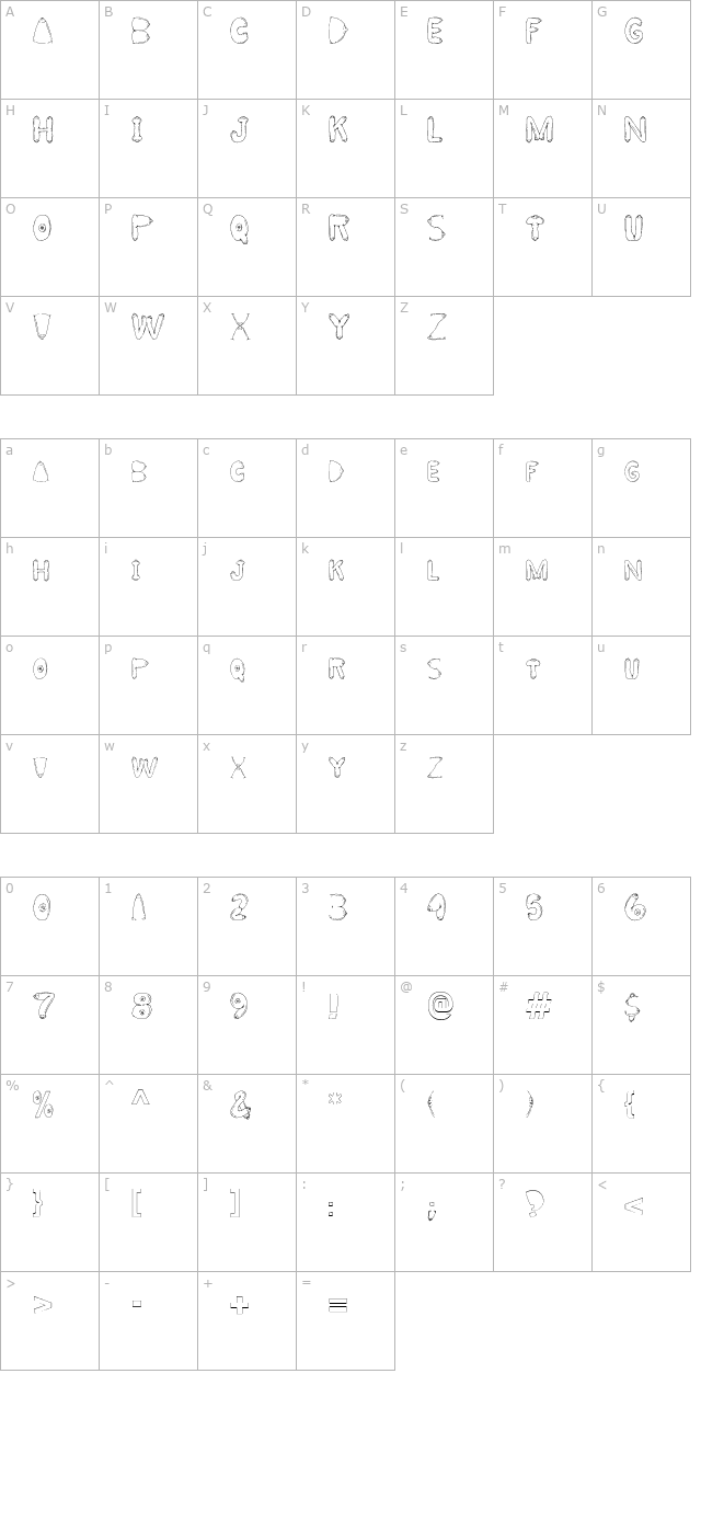 big-breast-font character map