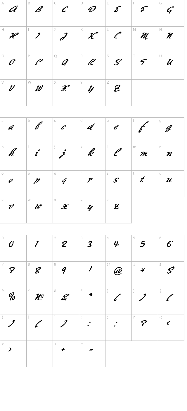 Big Brush One character map