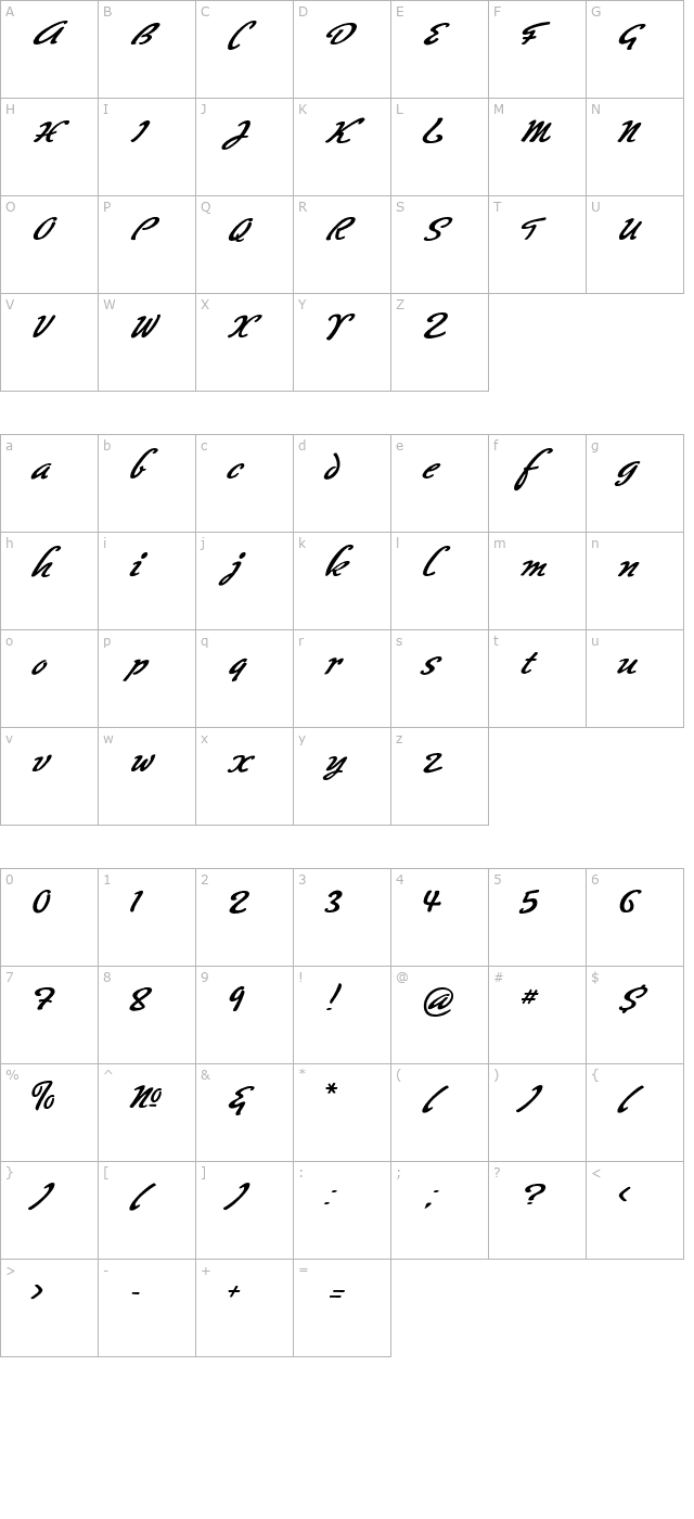 Big Brush Two character map