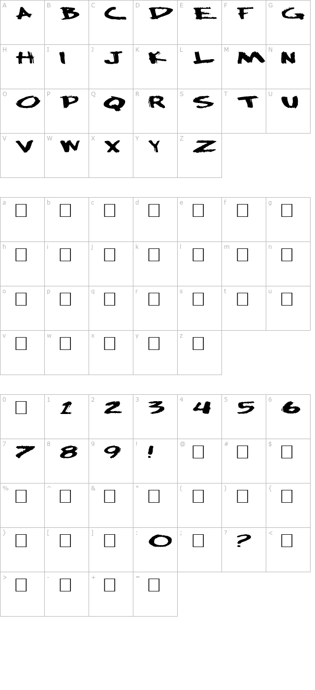 Big Plain character map