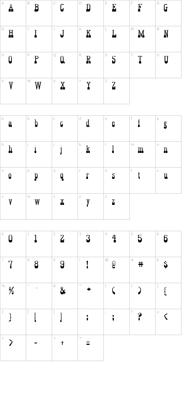 Big Regular character map