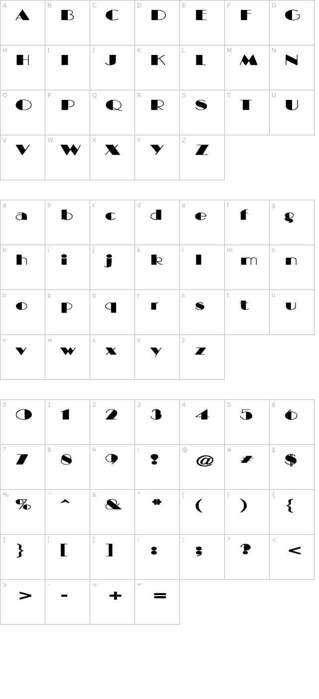 bigcity-normal-extended character map