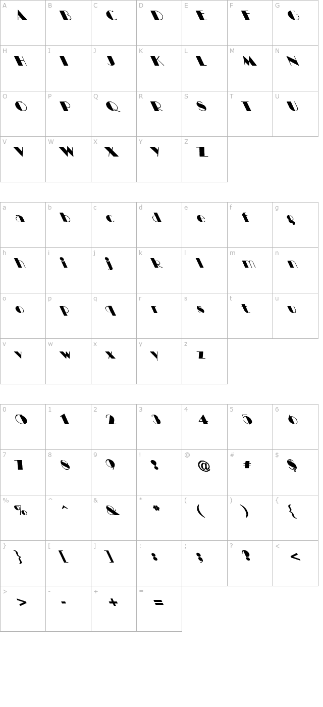 bigcity-normal-extreme-lefty character map