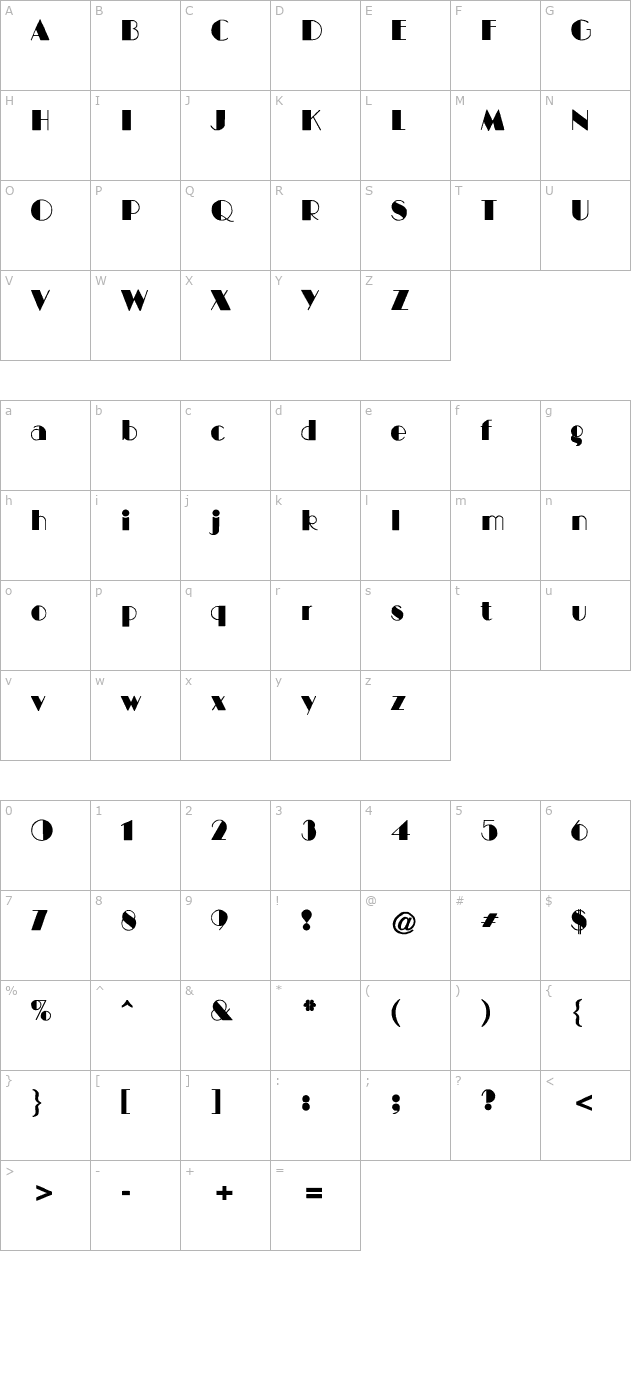 bigcity-normal character map