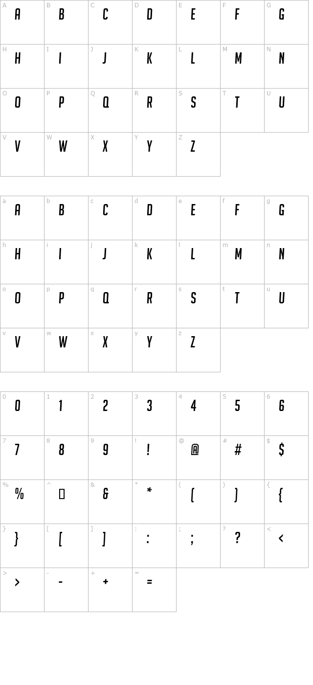 bignoodletitling-oblique character map