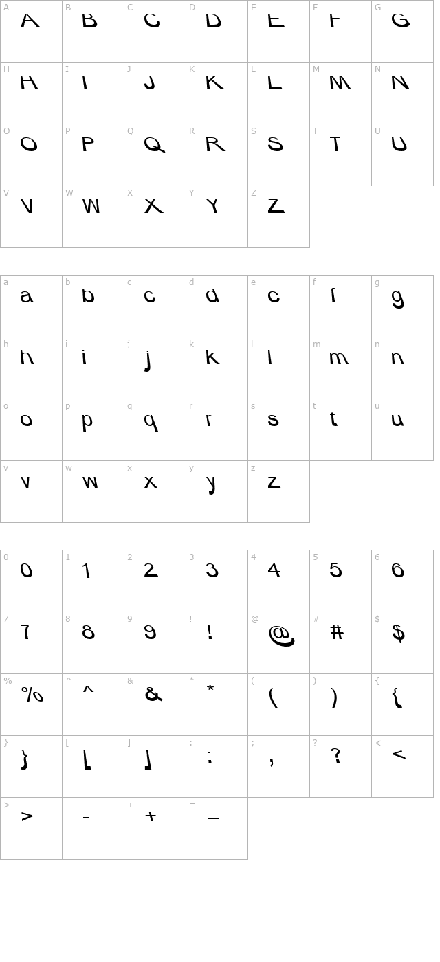 BigRedDAy Normal character map