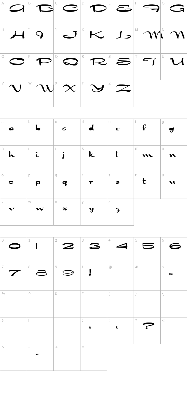 BigStretch Bold character map