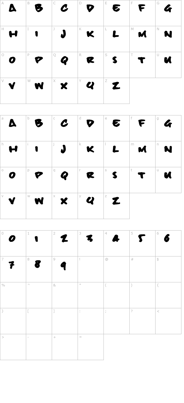 billieboldhand character map