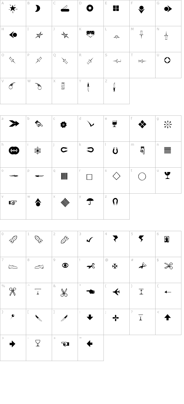 BillsDingbats character map