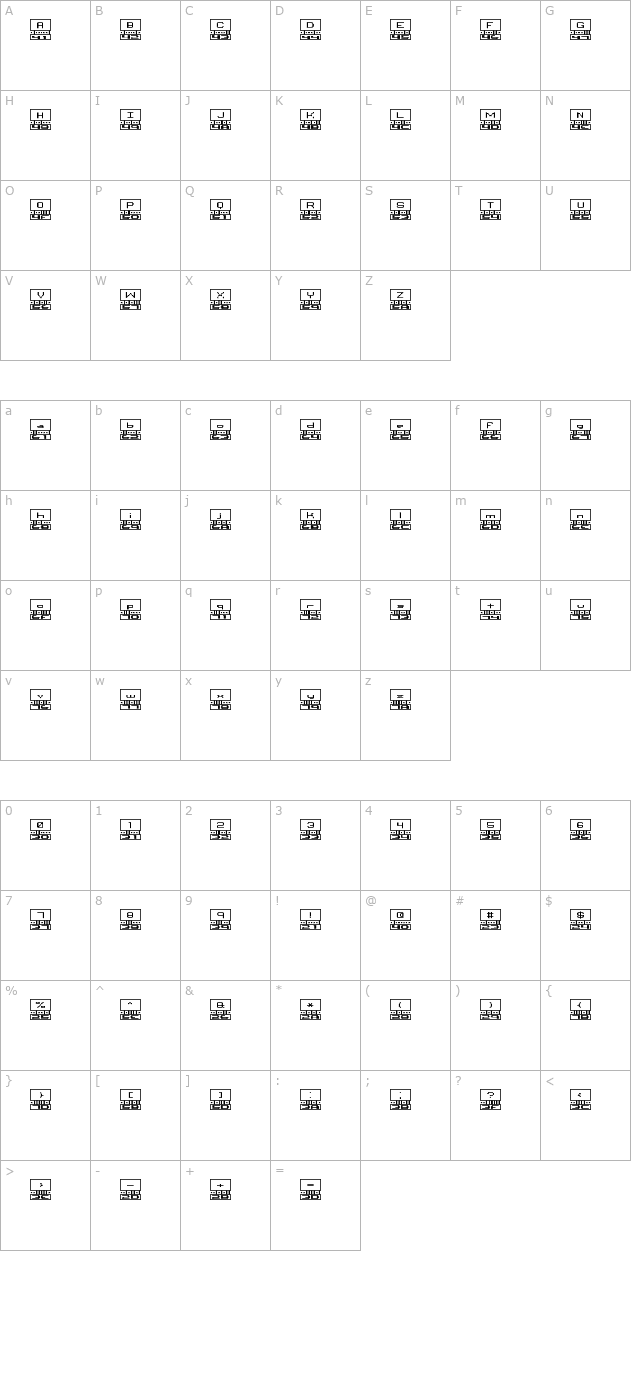 Binary X BRK character map