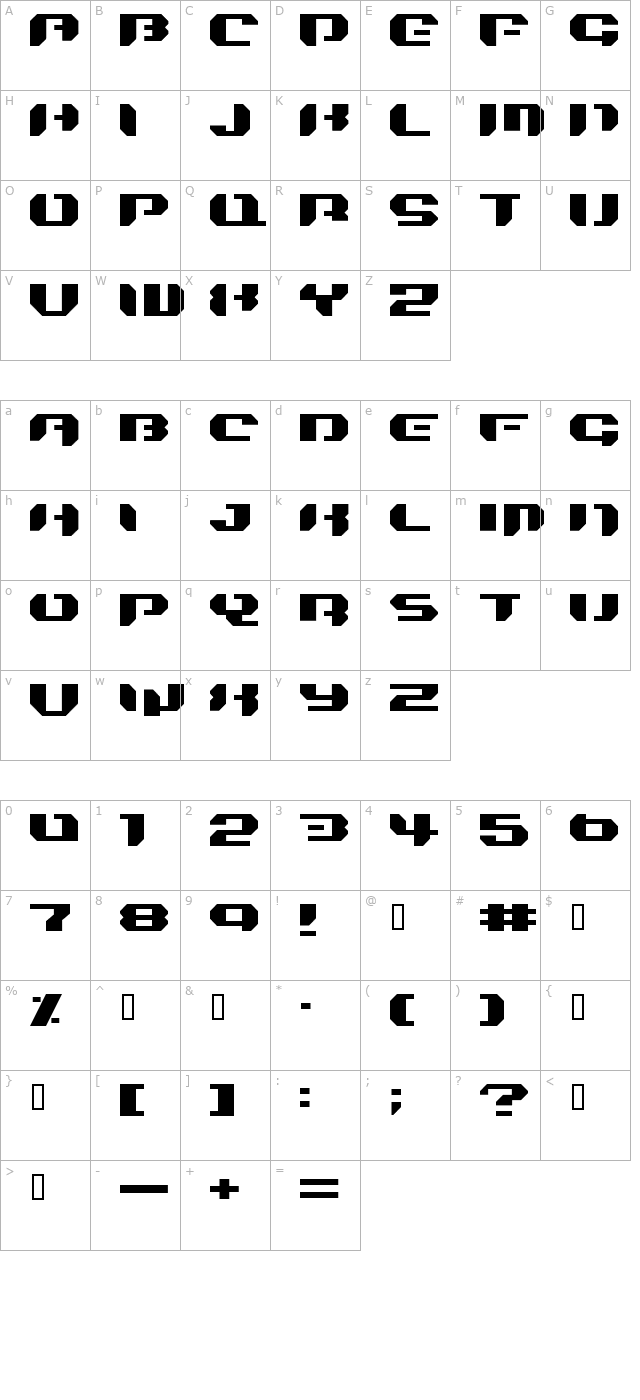 Bionic Kid Simple character map