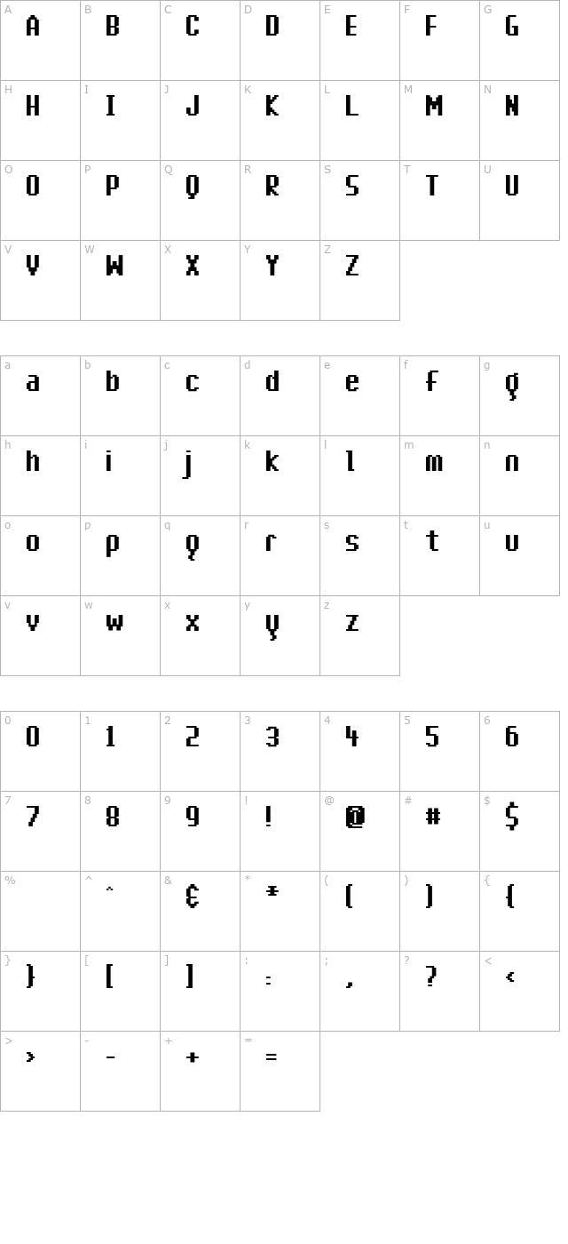 BionikaBlack character map