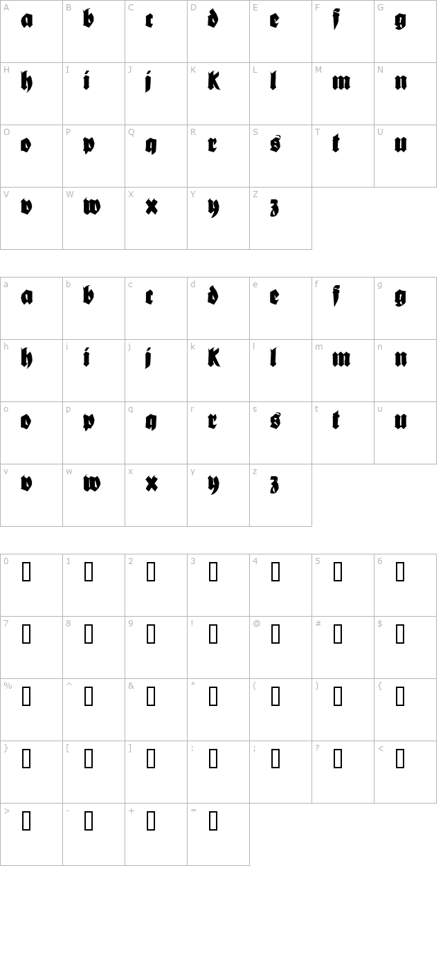 Bionique character map