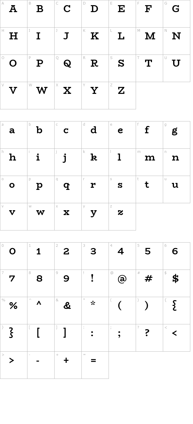 BioRhyme Bold character map