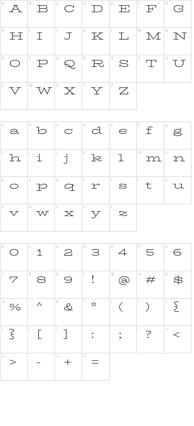 BioRhyme Expanded Light character map