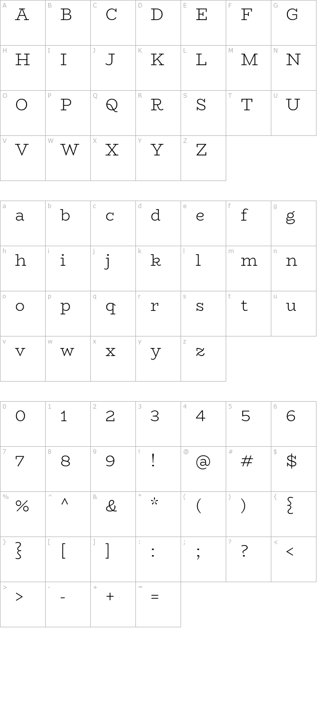 BioRhyme Light character map