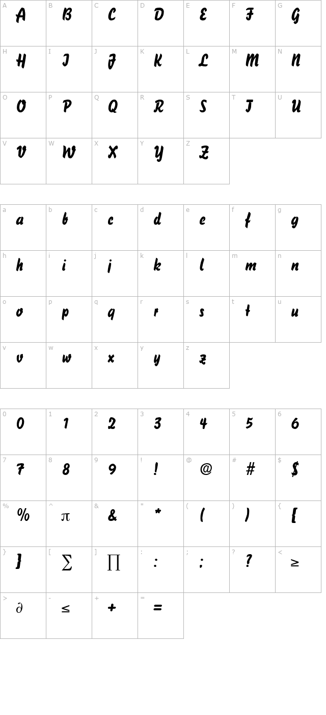 BisonLight character map