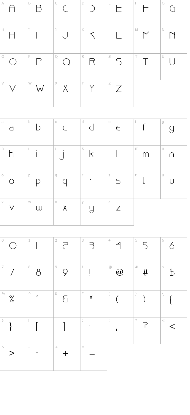 Bisque Regular character map