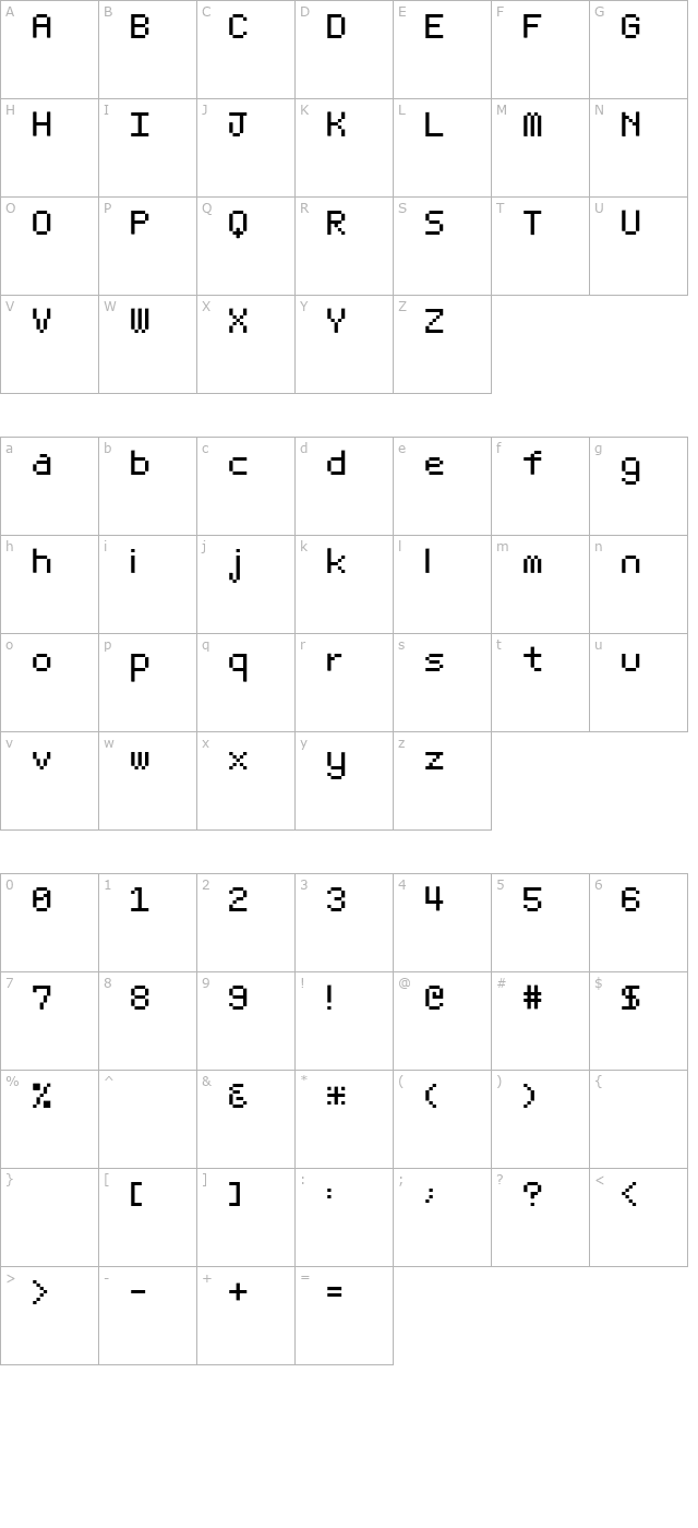 Bit Light 10 character map