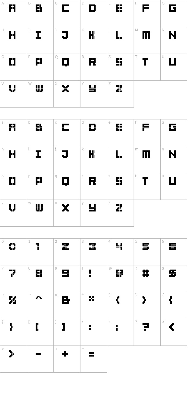 bitbold character map