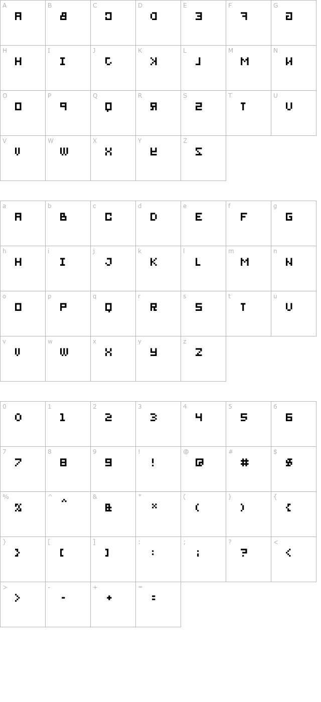 BitMirror character map