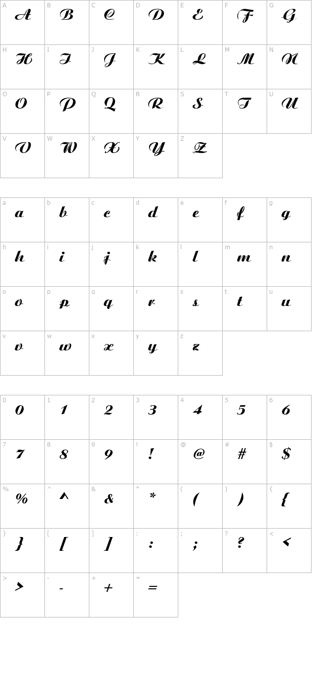 BitScript character map