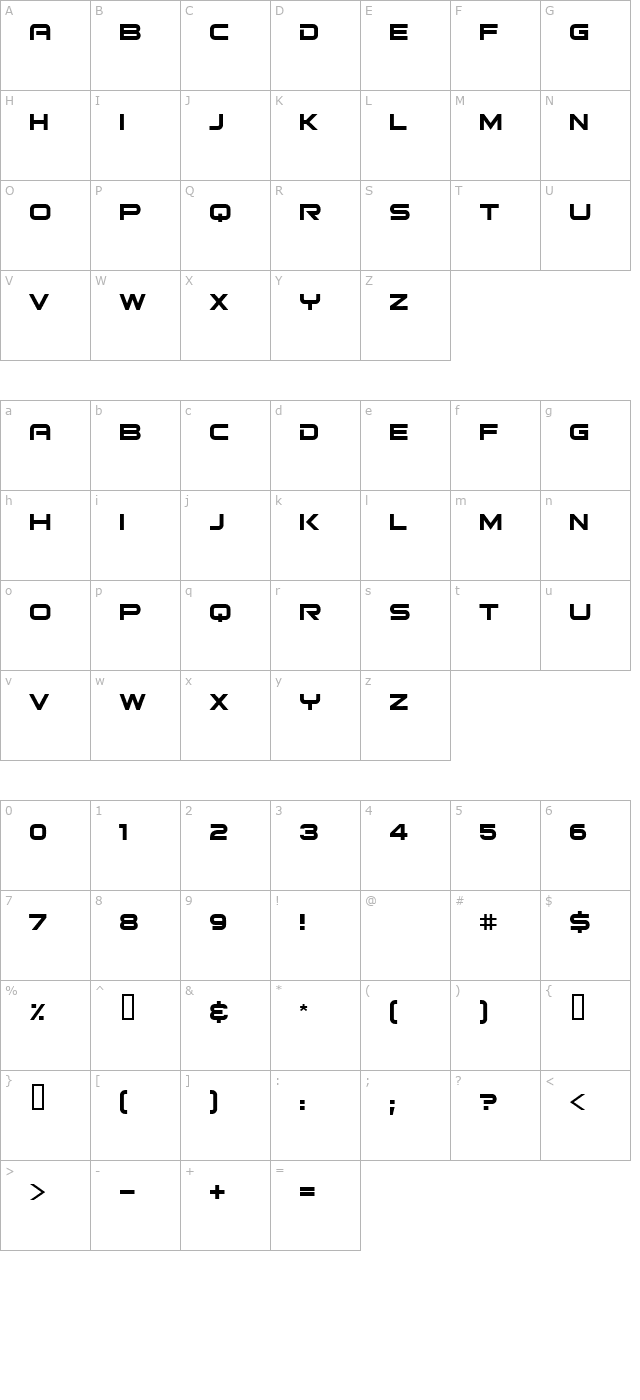 Bitsumishi character map