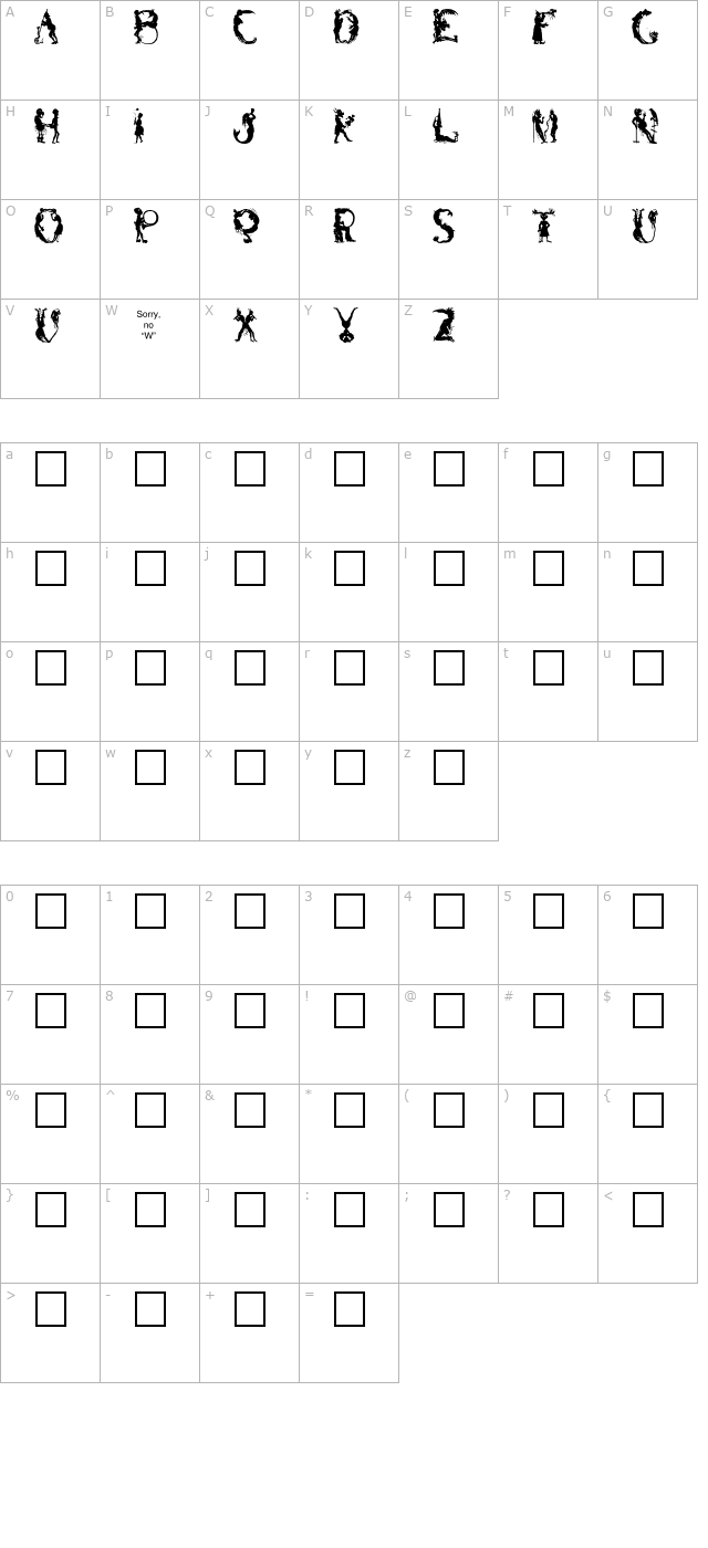 Bizaro Plain character map