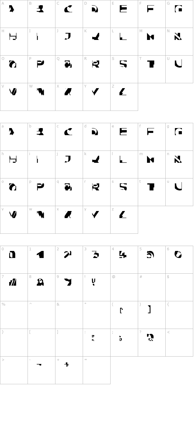 BizarreCaps character map