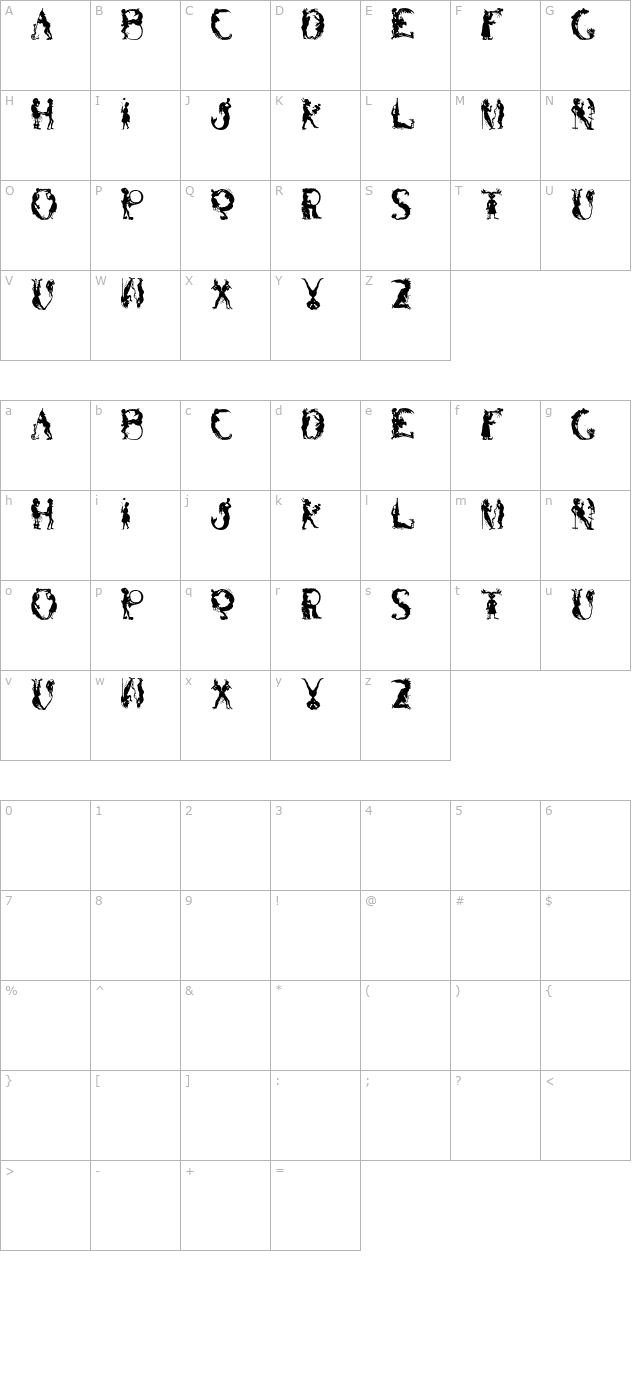 bizarro-regular character map