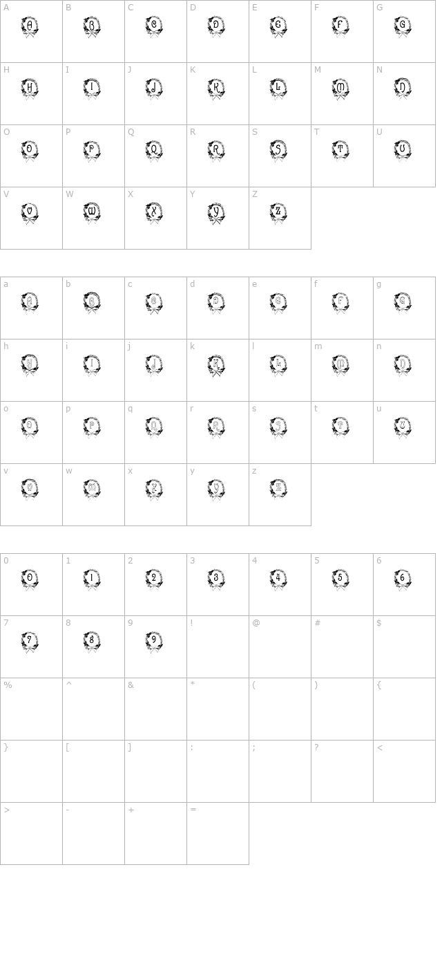 BJF Christmas Wreath character map