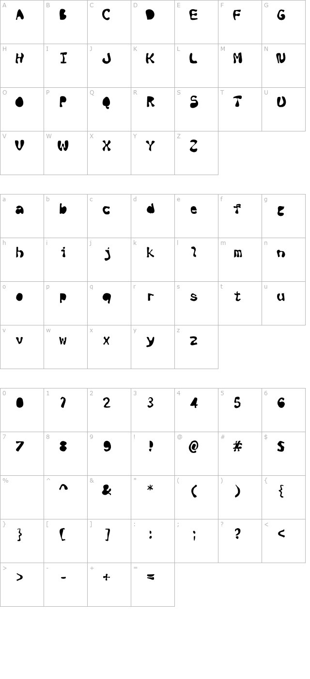 Black ink character map