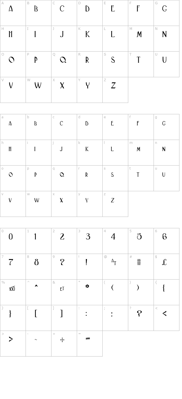 BLACK Regular character map