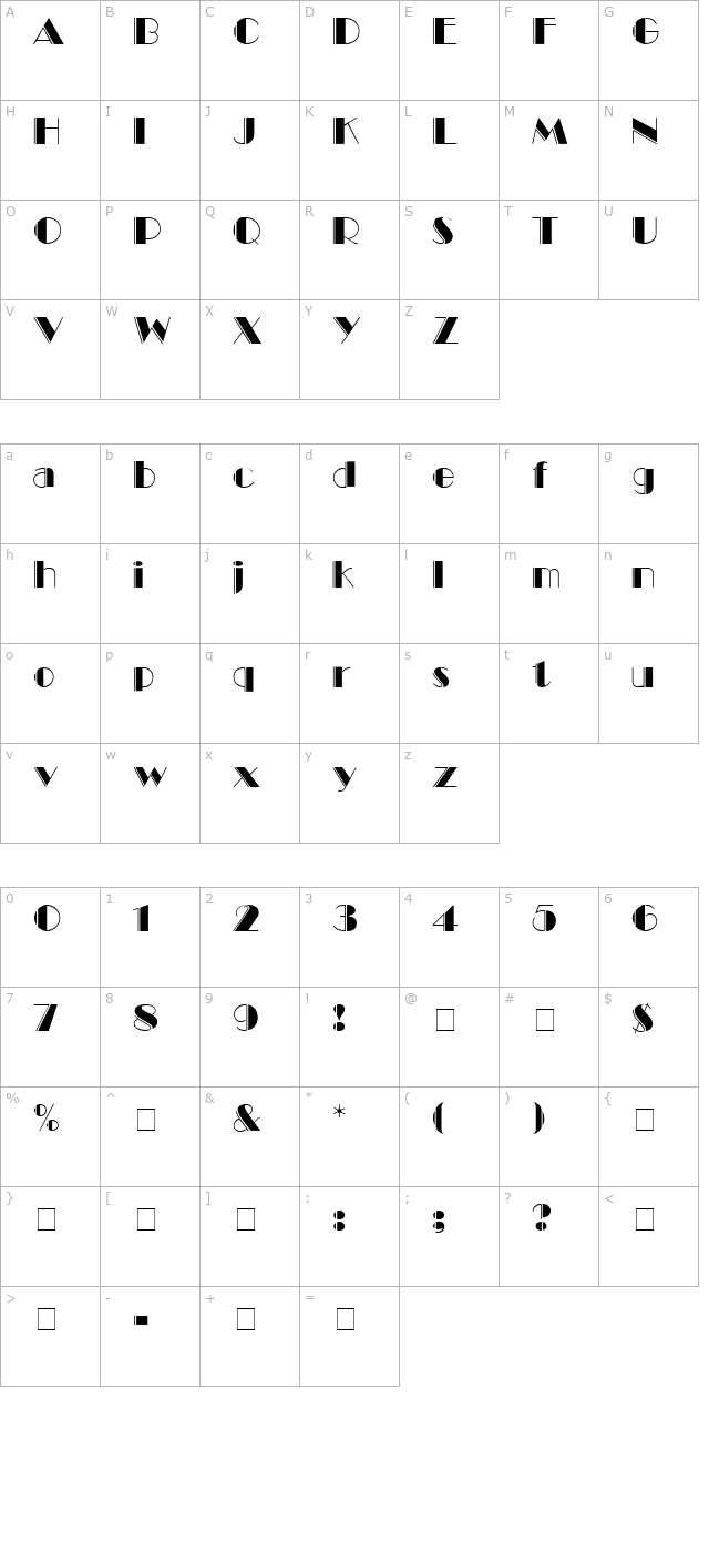 black-tie-engraved-display-ssi character map