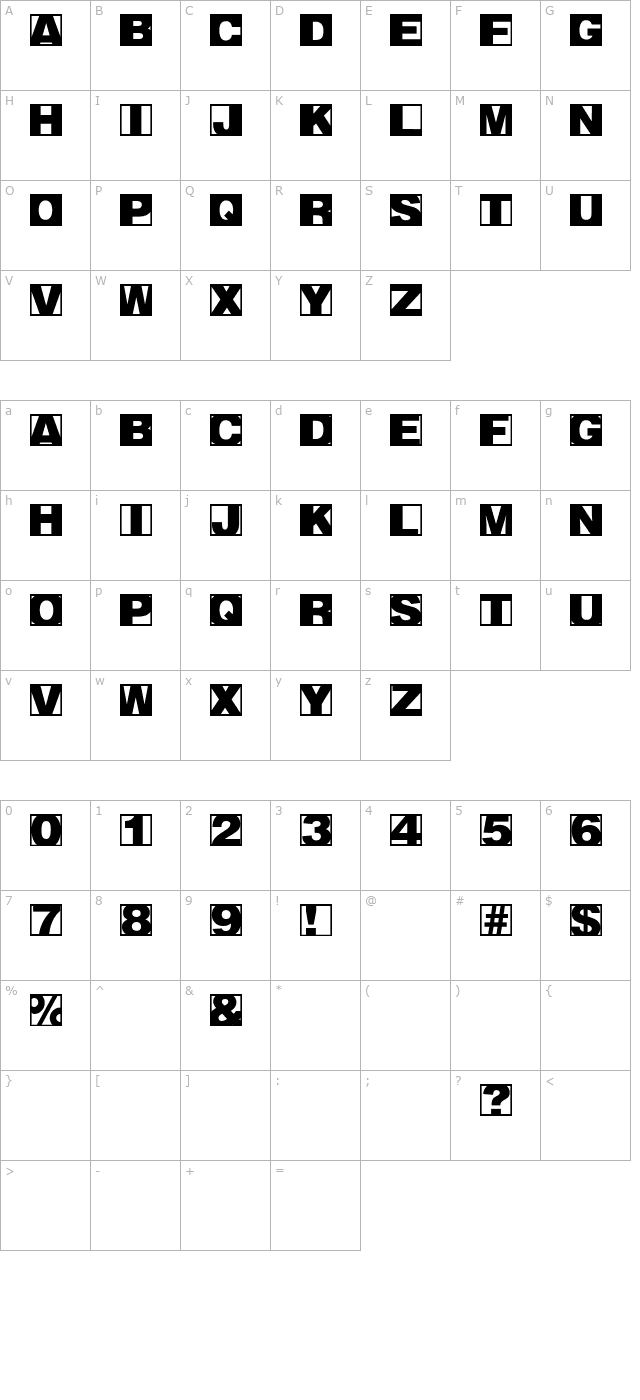 blackbrickstwo character map