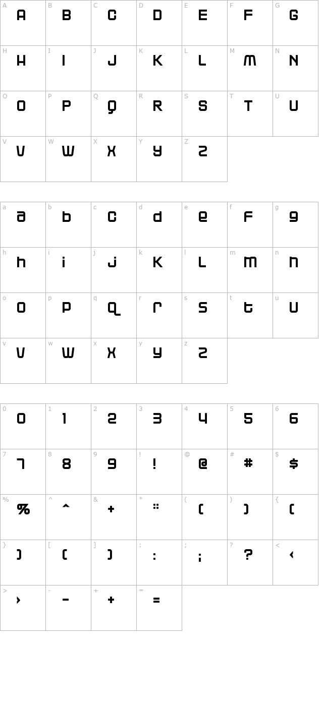 Blackjack character map