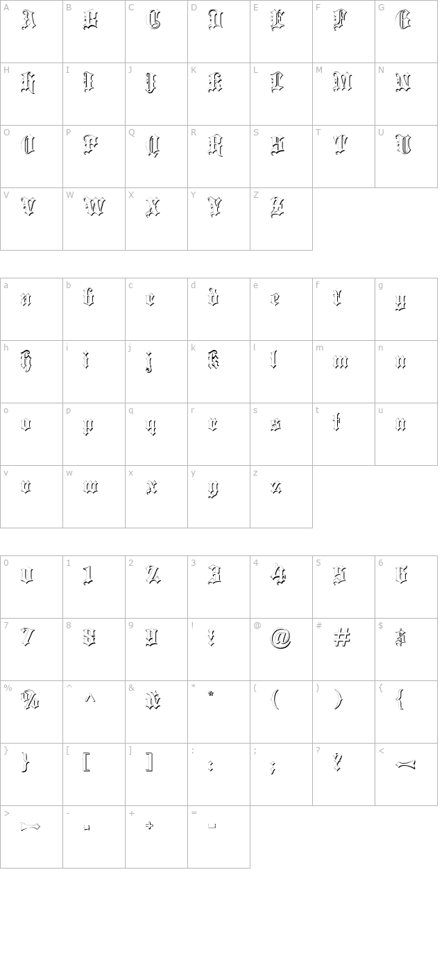 blackletter-shadow character map