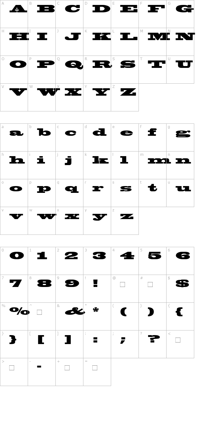 blackoak character map