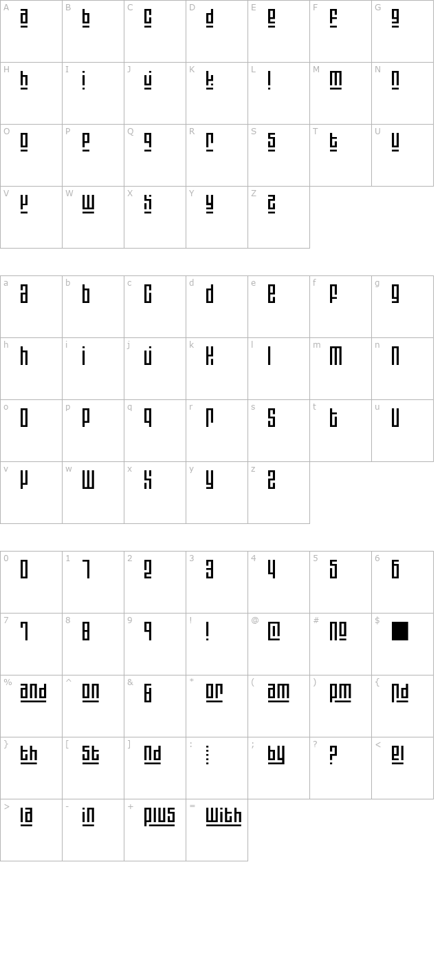 blackout3-extralight character map