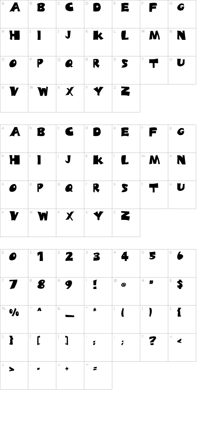 blades-regular character map