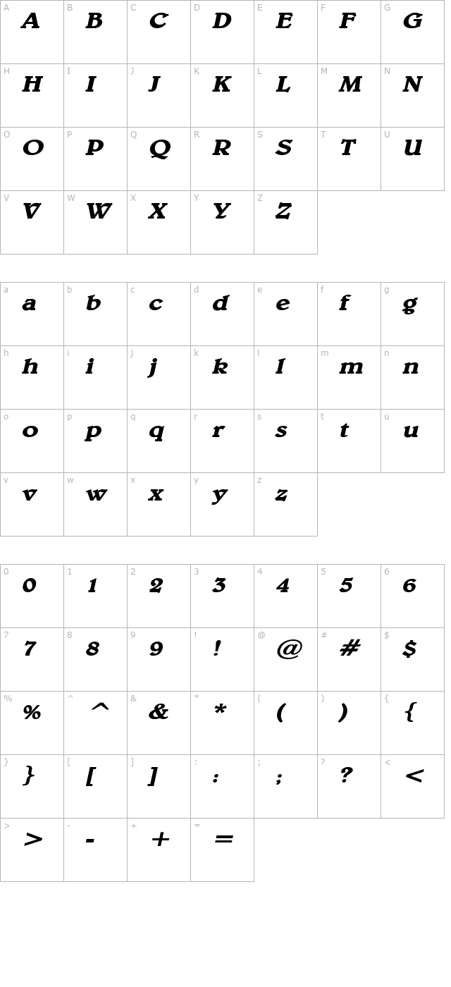 blew-wide-bold-italic character map