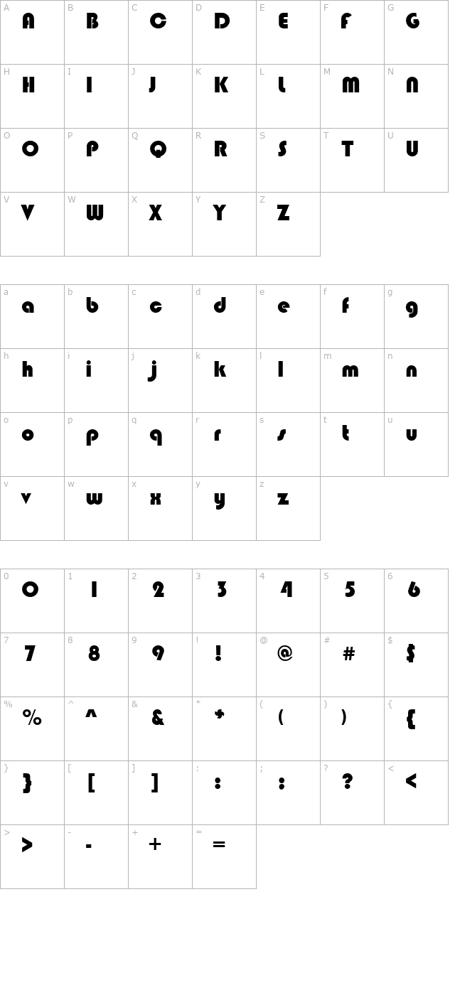 blimpo-regular character map