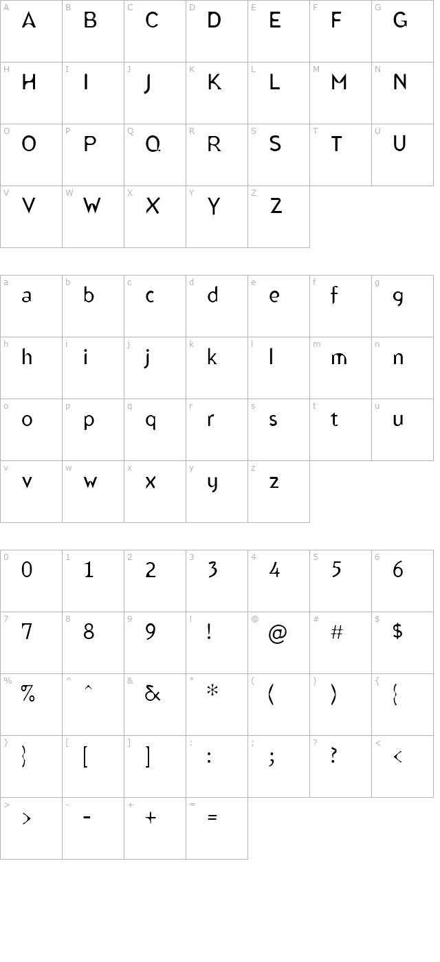 BlindfishLight character map