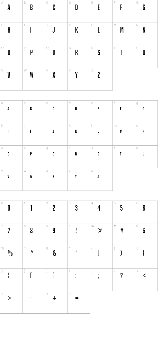 block-condensed-normal character map