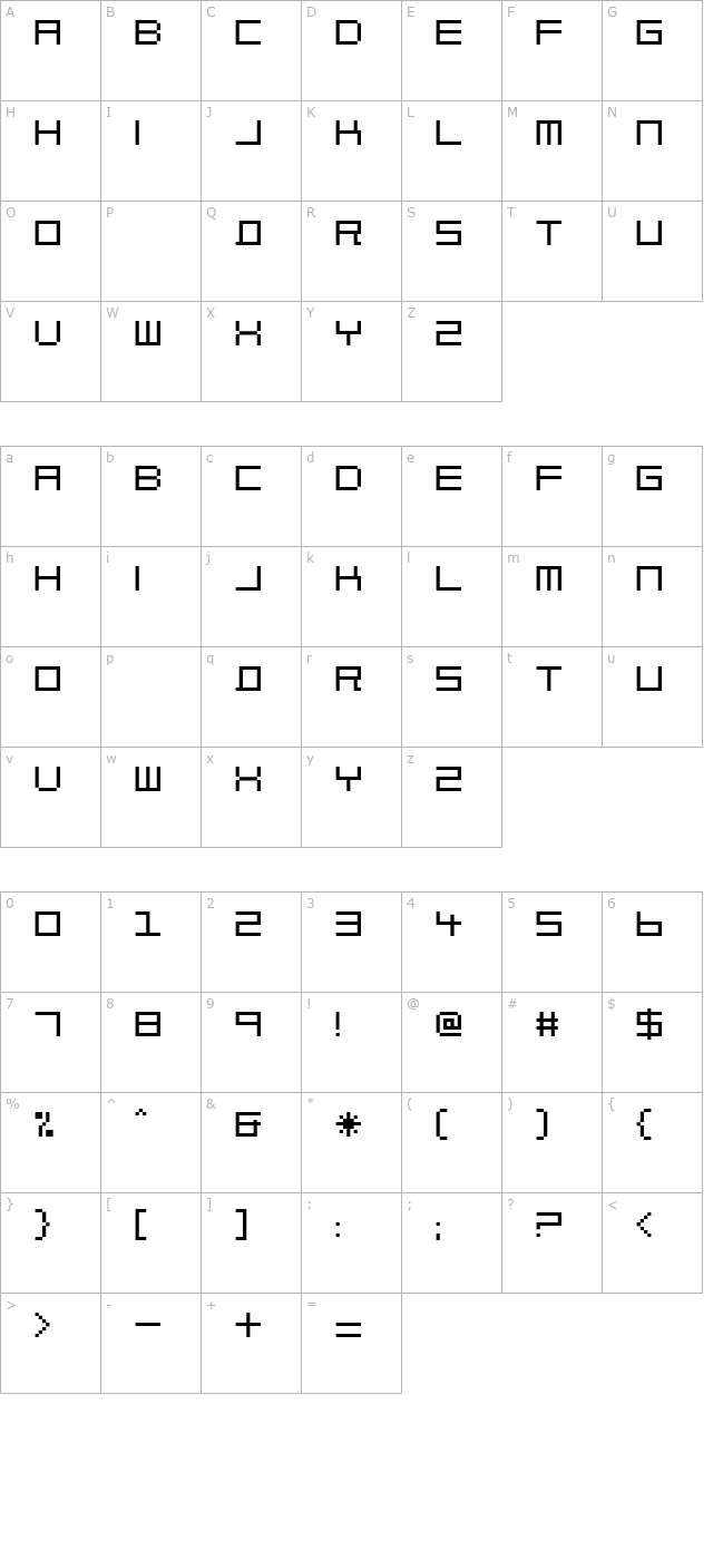 Block Out character map