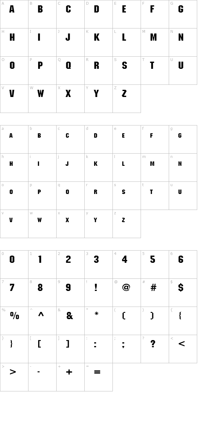 Block Wide Bold character map