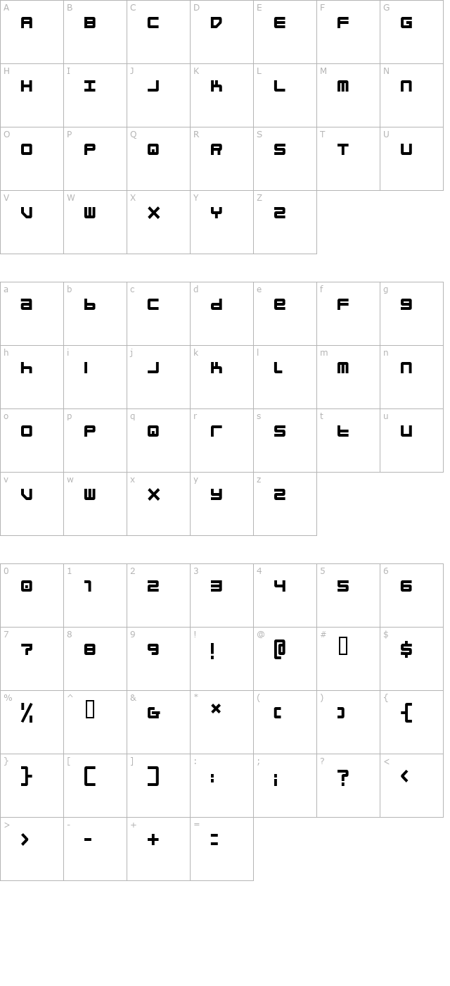 blockit Normal character map