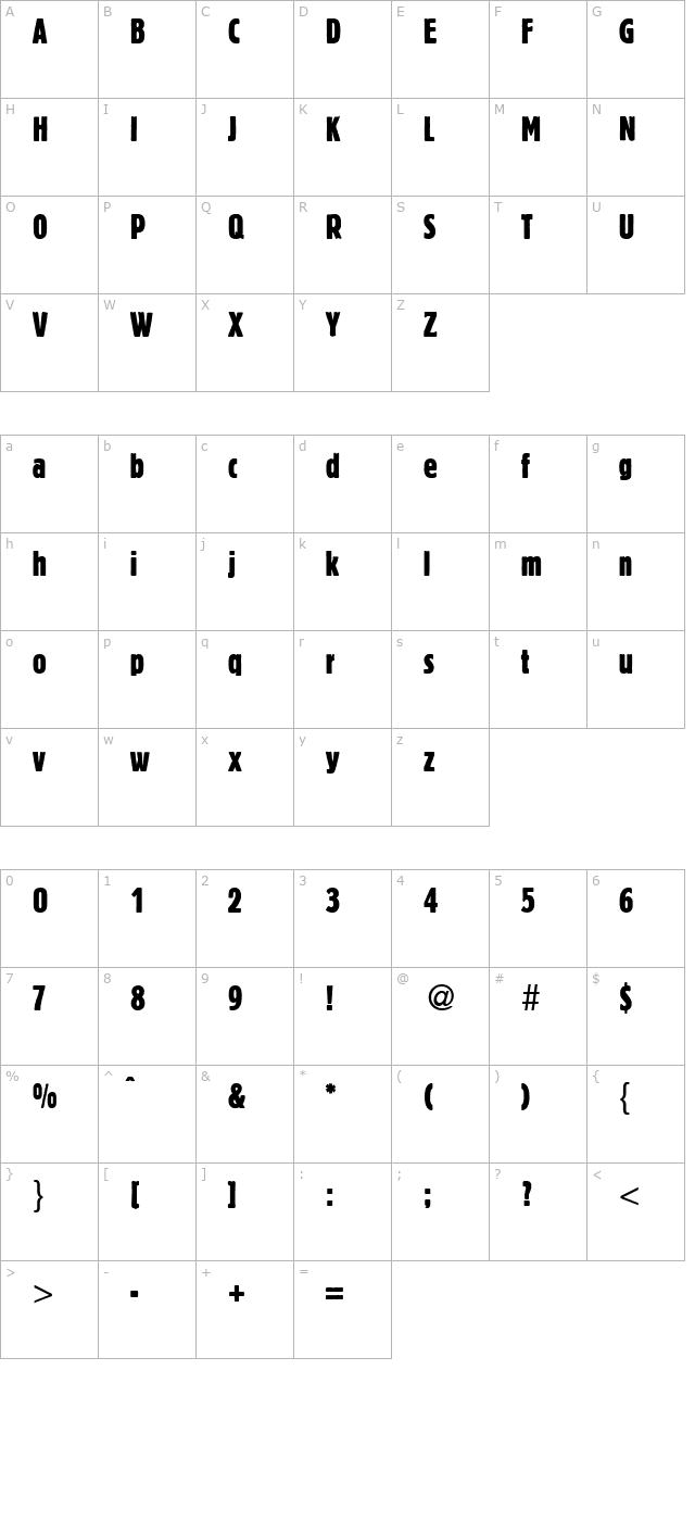 BlofeldExtraCond-Regular character map