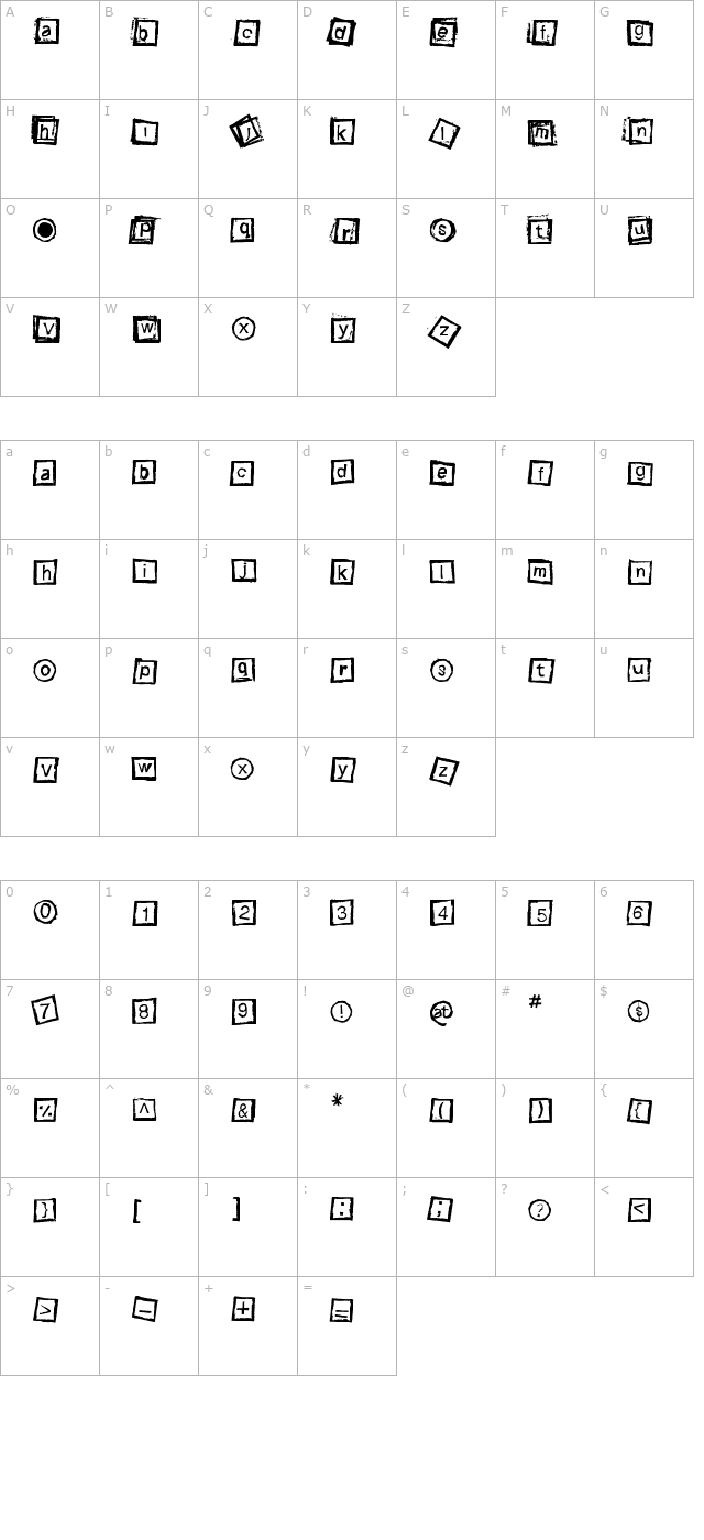 Bloktype character map